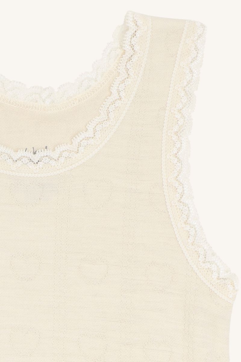 Hust and Claire Faith Pointelle Topp Ull/Bambus Ivory