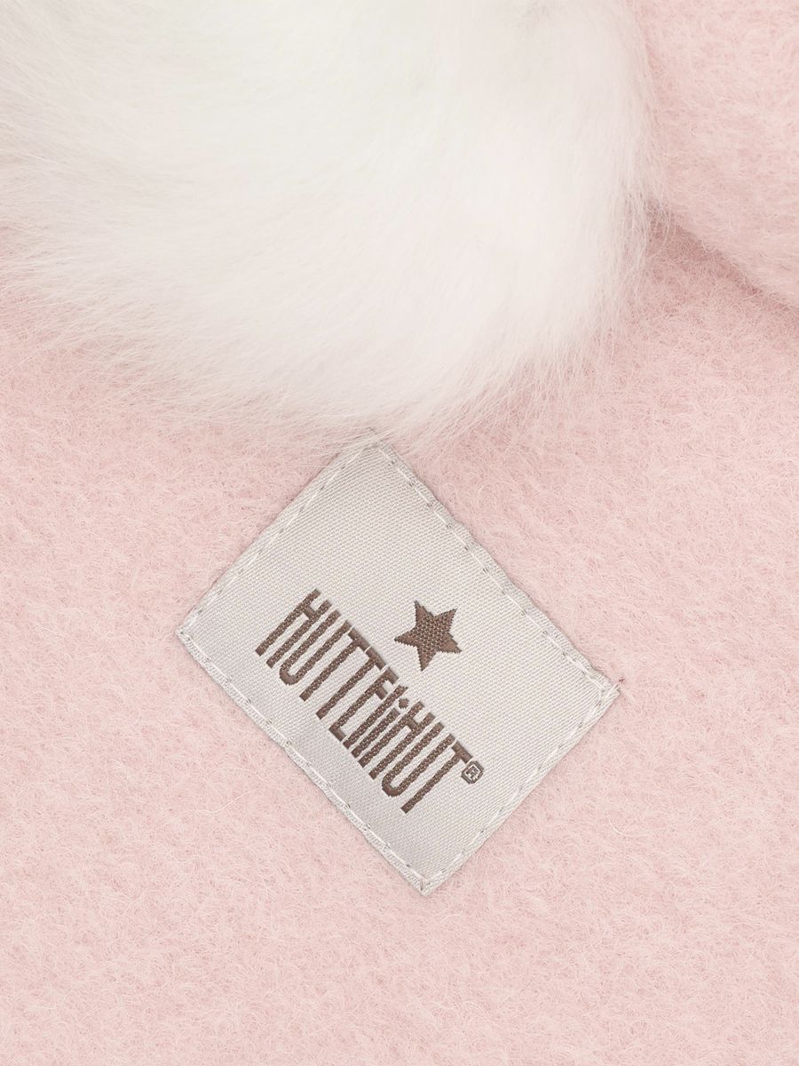 HUTTEliHUT Balaklava i Ull og Alpakka med Pomponger Rose Smoke