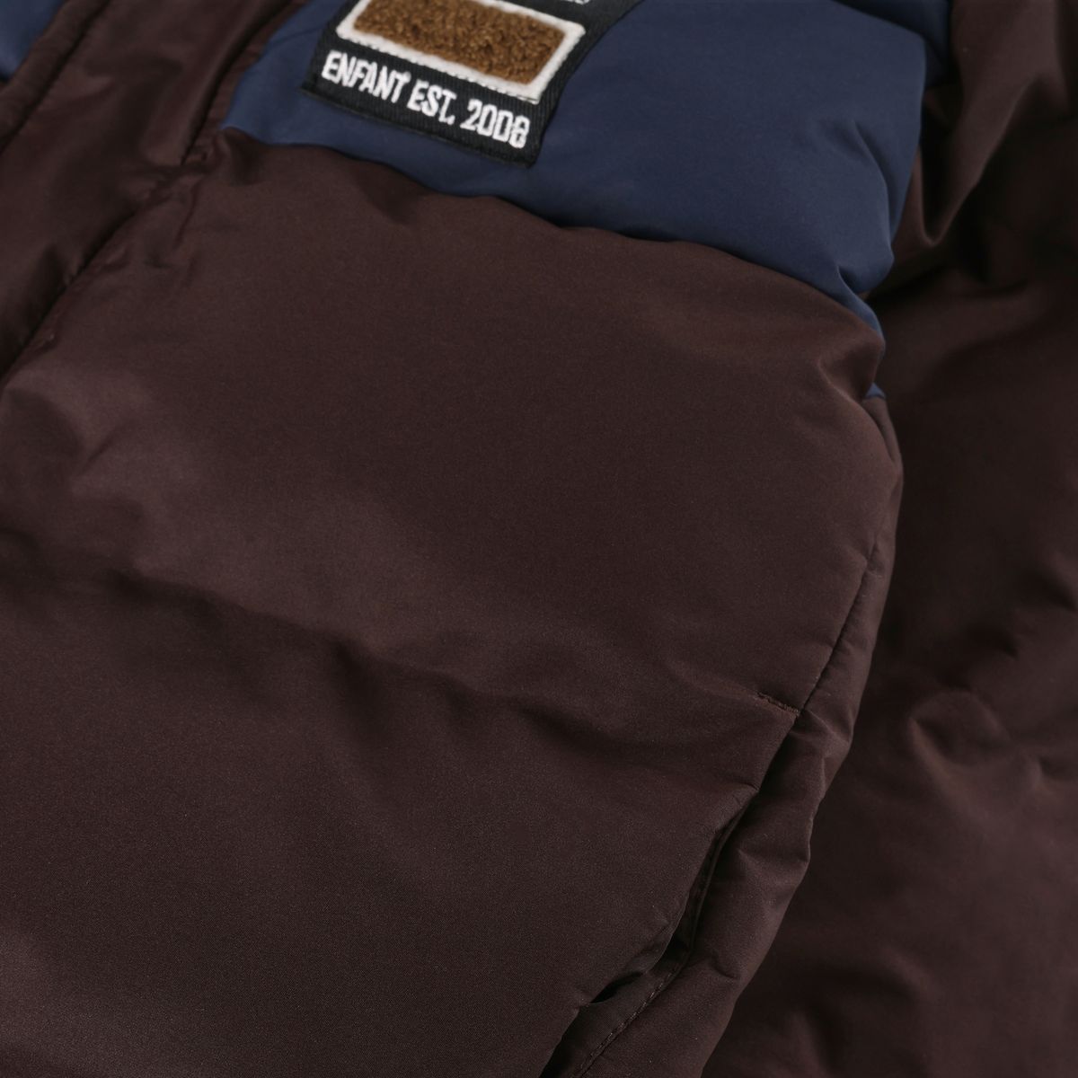 En Fant Quiltet Colorblock-jakke Coffee Bean