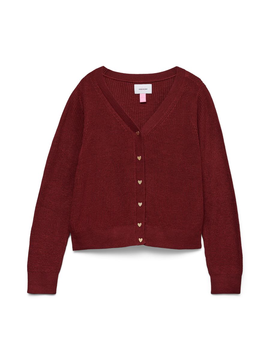 Vero Moda Girl Newlex cardigan hjerter V-hals  vinrød