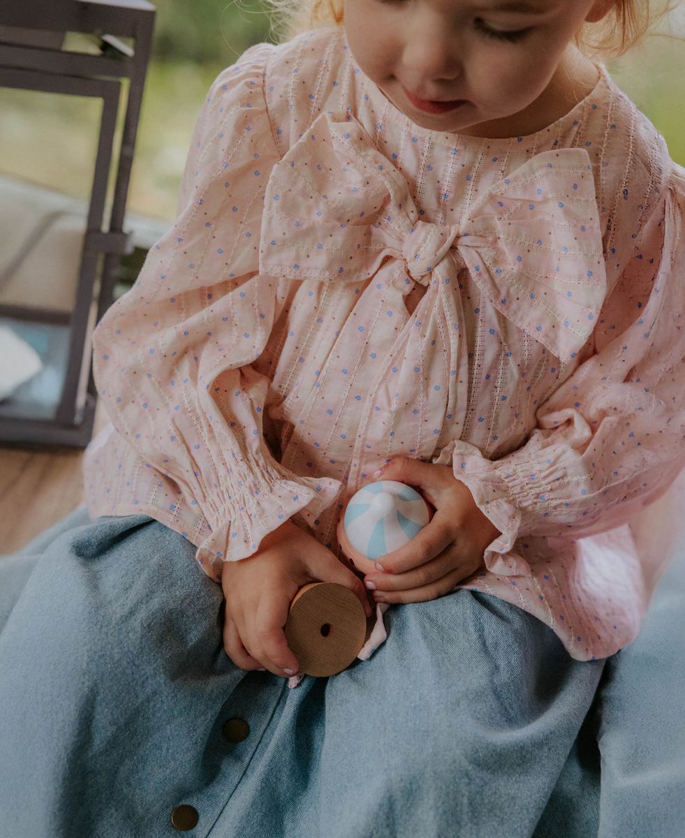Fliink Zorro Bluse Sløyfe Chalk Pink Rutete