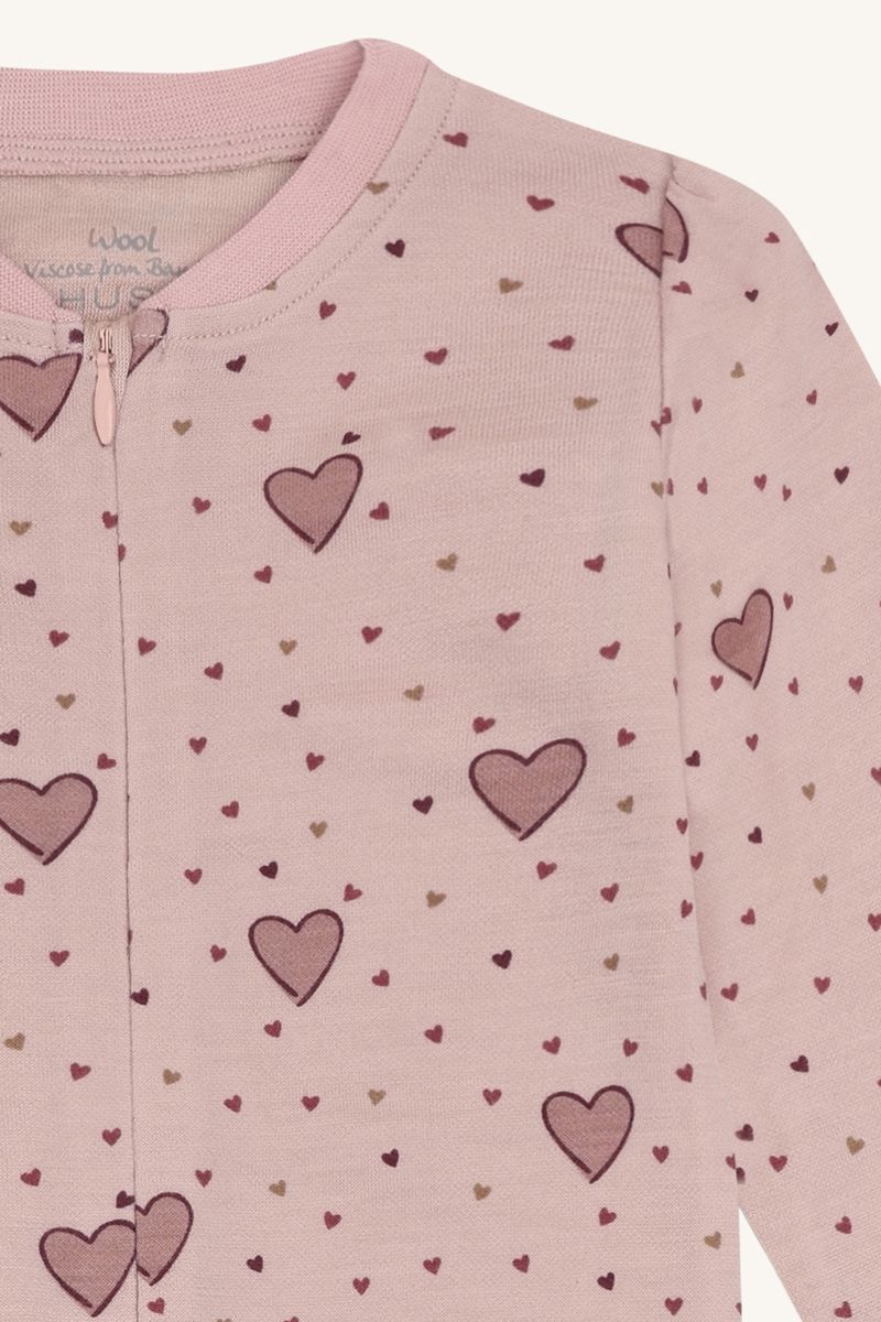 Hust and Claire Manu Hearts Puff Pysj Ull/Bambus Dusty Rose