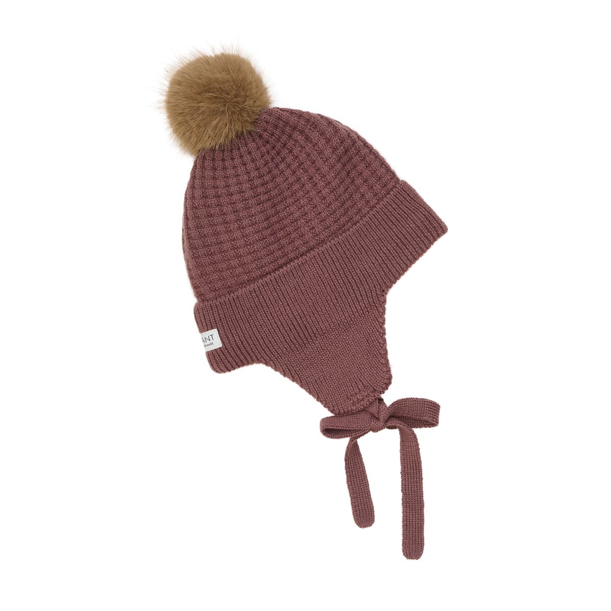 En Fant Baby Lue Med Fuskepels Rose Taupe