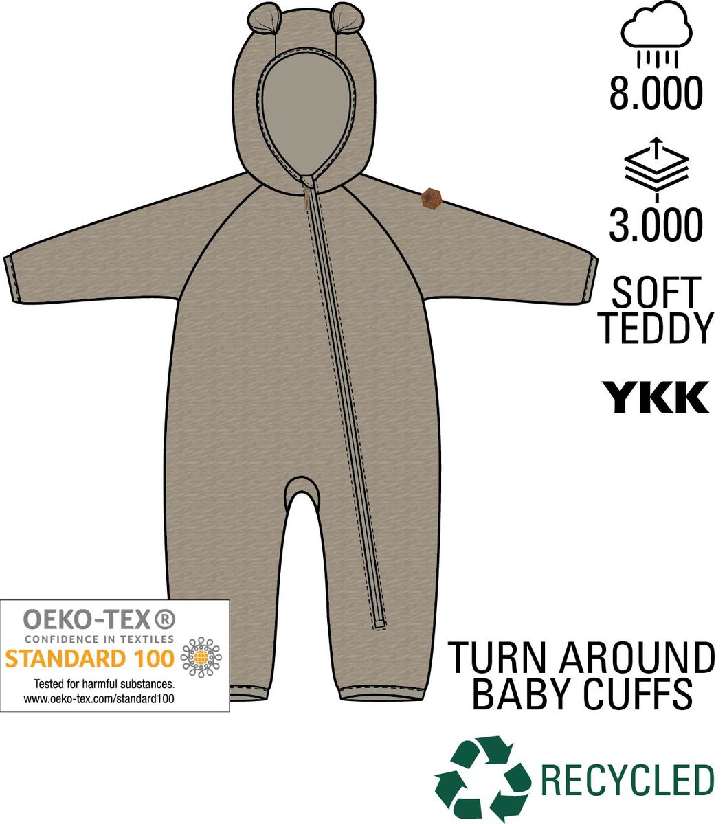 Mikk-Line Teddydress med ører Doeskin