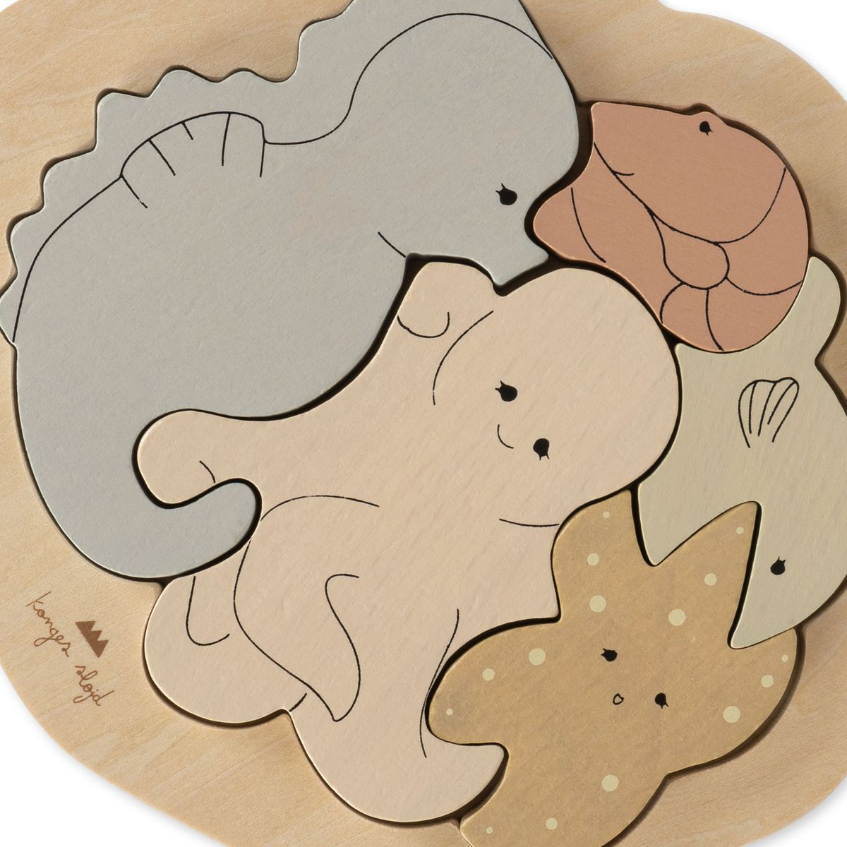 Konges Sløjd Sea Animals Wood Clam Puzzle Multi